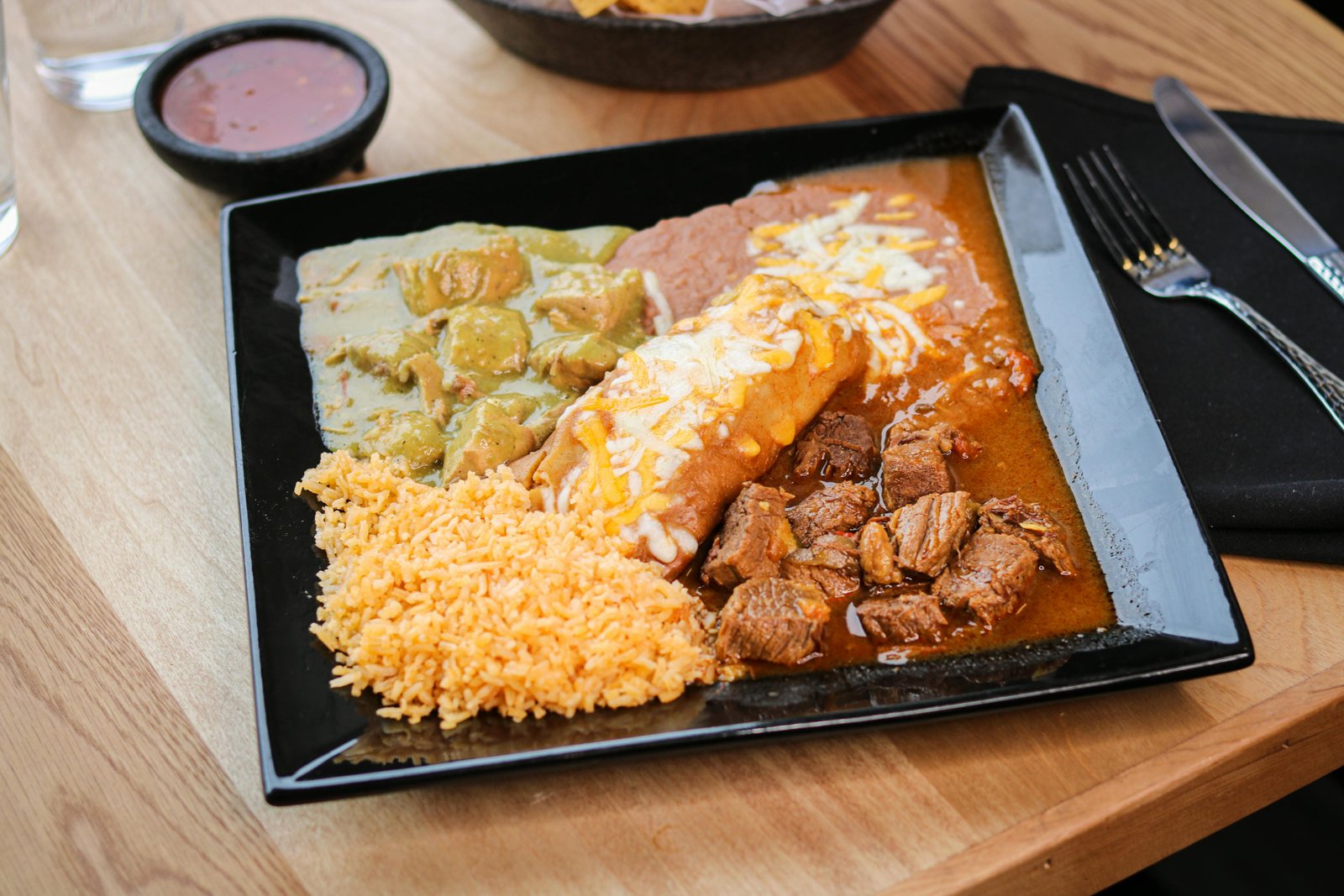 Terrific Trio combination plate at Tequila Fuego Longview WA